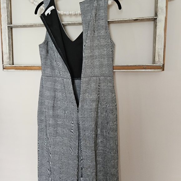 June & Hudson Black White Houndstooth Romper Wide Leg Jumpsuit - Picture 7 of 9
